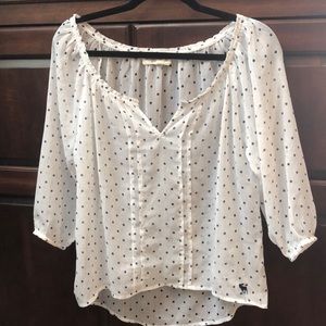 Abercrombie & Fitch Navy polka dot sheer top